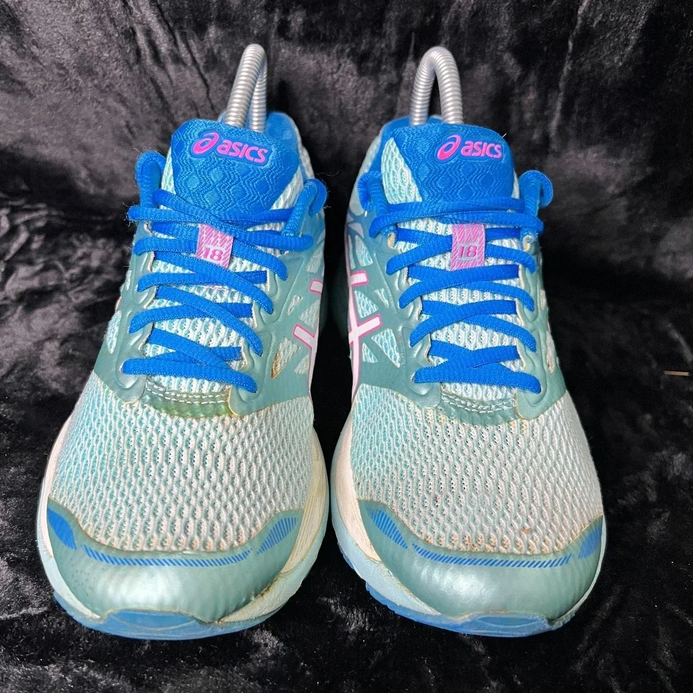 Asics Gel-Cumulus 18 T6C8N Women 7.5 Running Shoes Aqua Splash Pink Glow Sneaker